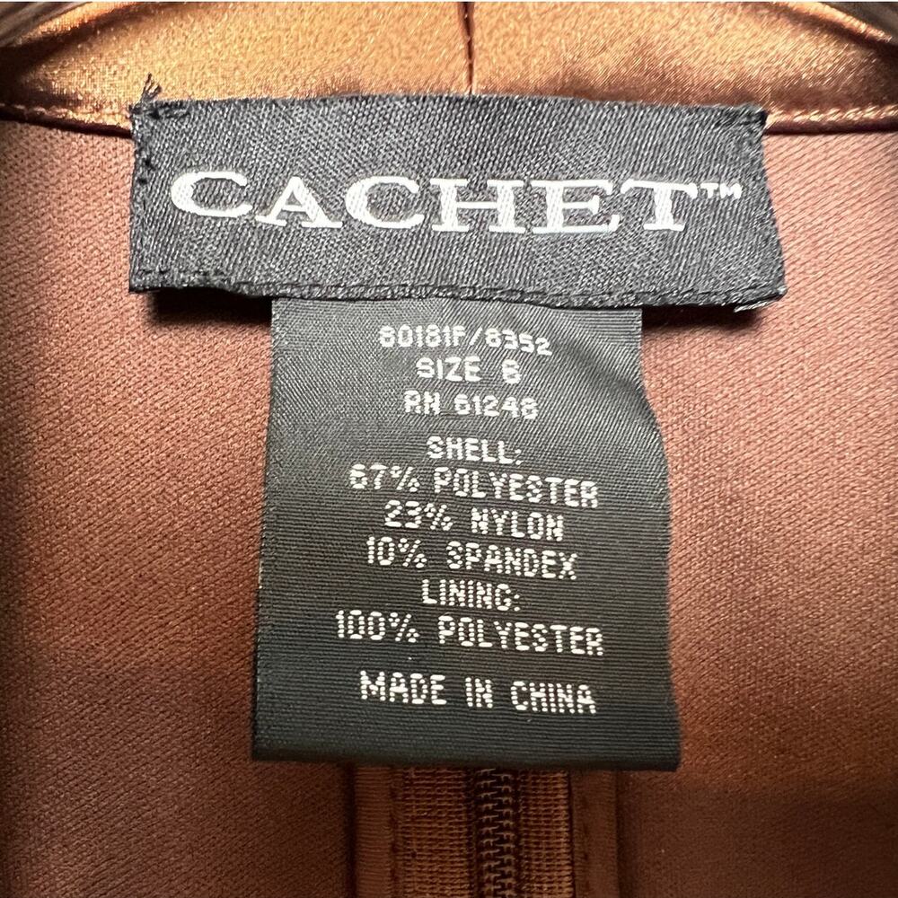 Vintage Cachet Wrap-Look Back-Zip Brown Metallic Dress Shirt 6 - Picture 5 of 8